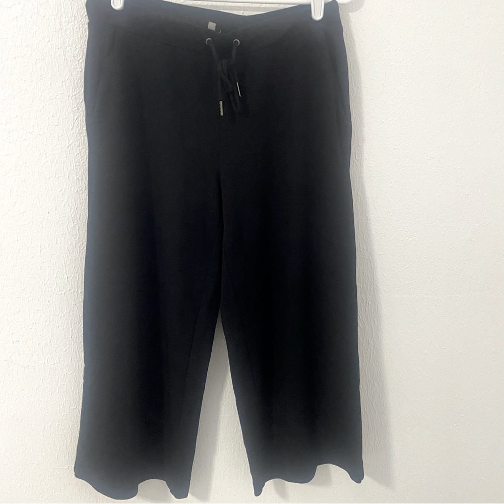 Anne Klein Women’s Knit Wide Leg Crop Black Size Small Lounge Drawstring Pants